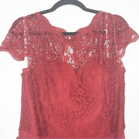 New Jenny Packham Burgundy Lace Top Formal Dress Size 16 - Picture 3 of 10